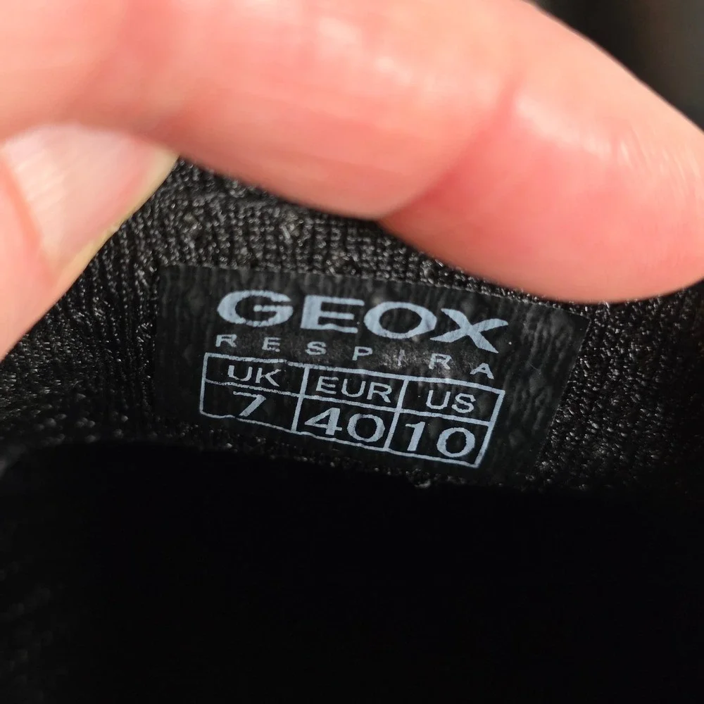 GEOX Respira Blomiee Black Leather‎ Glitter Zip Sneakers Womens 10 EUR 40